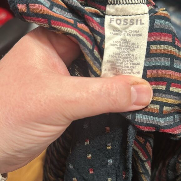 FOSSIL Blue & Multicolor Print Fit & Flare Dress - Picture 8 of 8